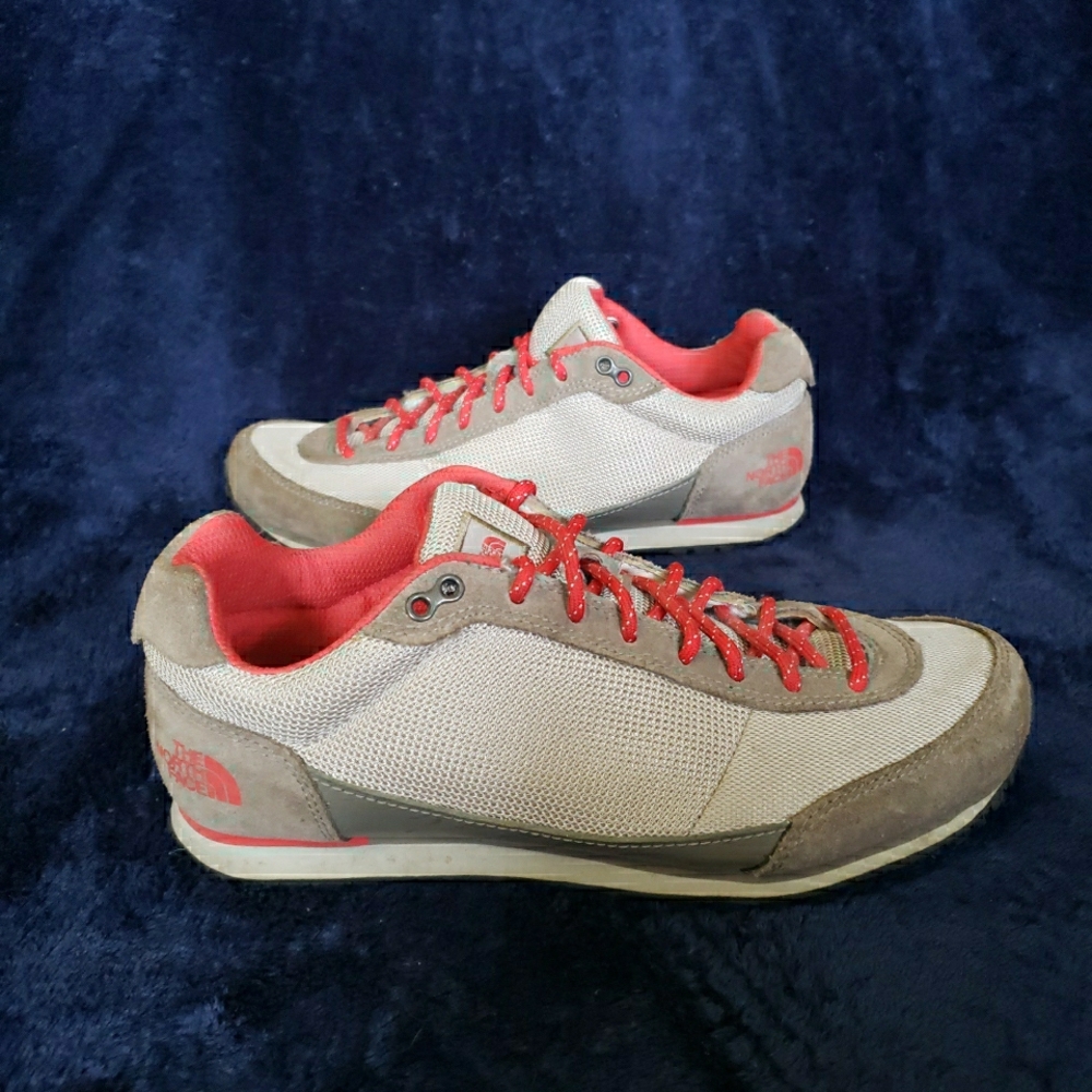 The North Face Women's Beige & Coral Mesh Lace-Up Sneakers